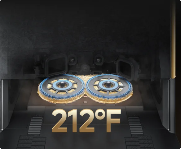 Dreame Matrix10 Ultra dock washing mop pads in 212°F hot water.
