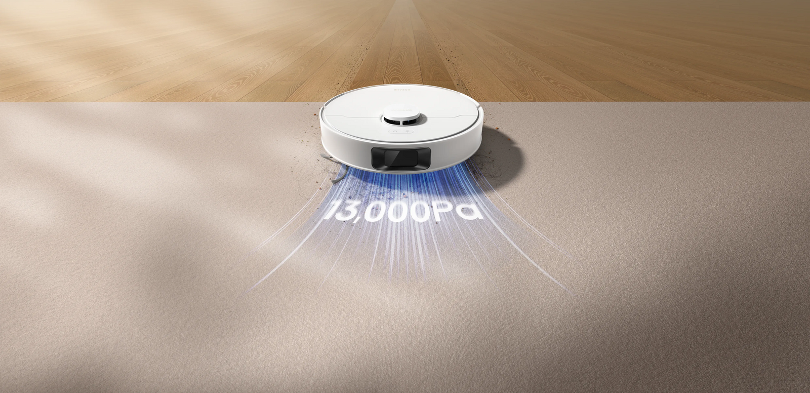 Dreame D20 Plus budget robot vacuum lifting dust and pet hair with 13,000Pa suction.