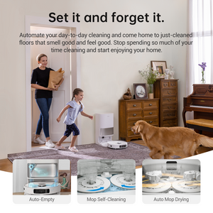 Family enjoying a clean home with Dreame L10s Ultra Robot Vacuum and auto-cleaning features.