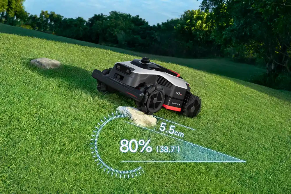 Dreame AWD autonomous lawn mower series has a four-wheel drive system for lawns with slopes