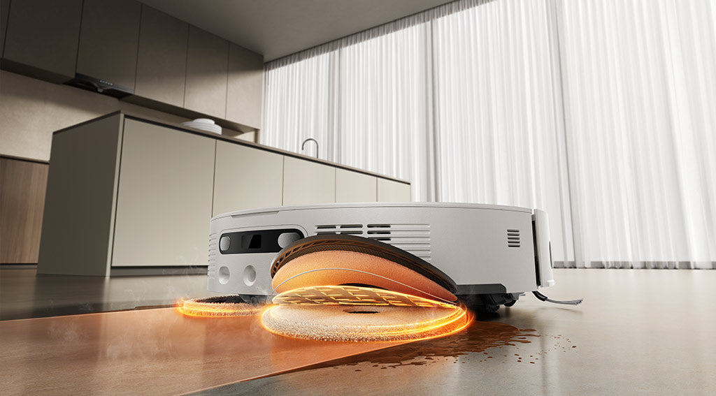 Dreame Dreame L60 Pro Ultra mopping a floor with warm water