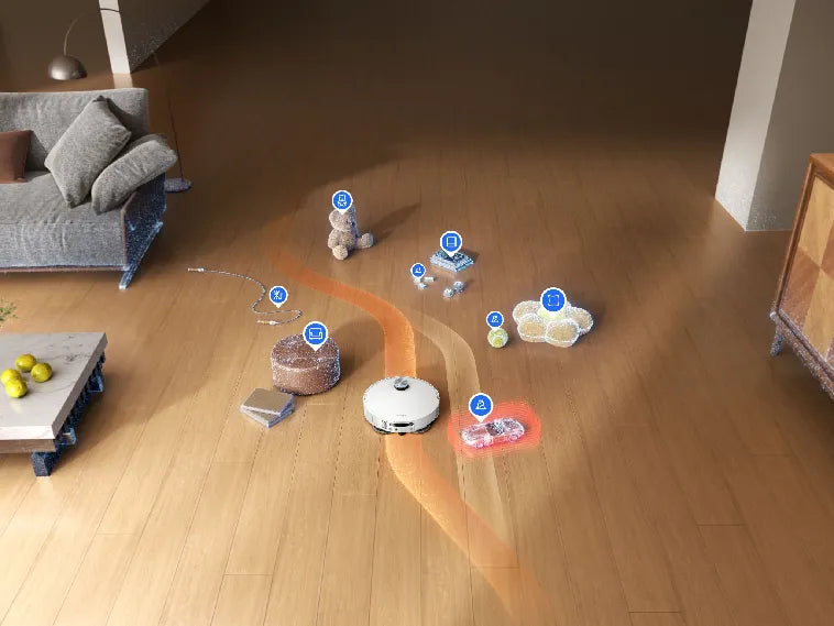 Robot vacuum with mapping avoiding clutter while cleaning.