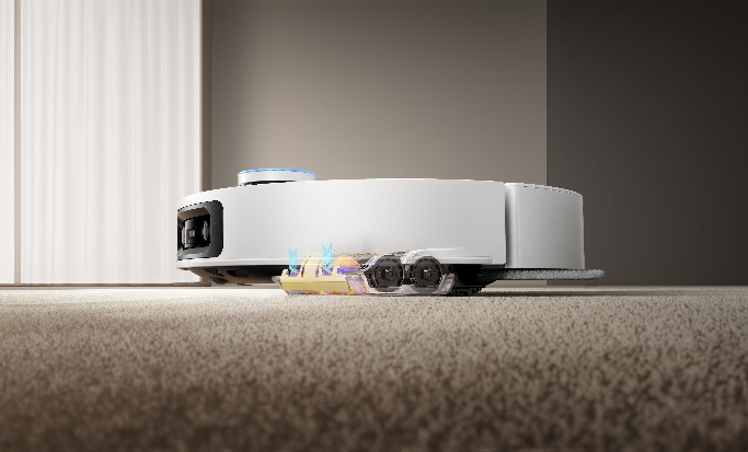 Dreame robot vacuum deep cleaning across thick carpet areas.