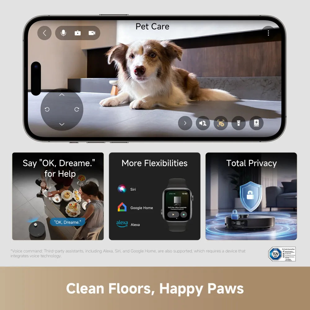 Dreamehome app interface shown alongside the Dreame X60 Max Ultra Complete robot vacuum.