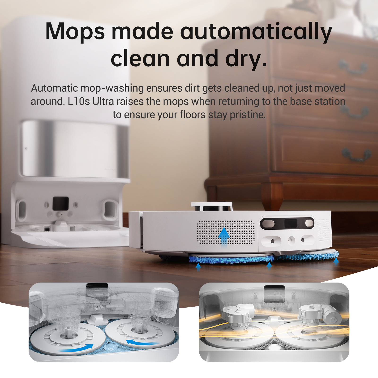 Dreame L10s Ultra Robot Vacuum with automatic mop-washing feature.