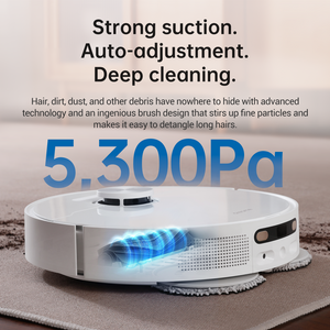 Dreame L10s Ultra Robot Vacuum showcasing 5,300Pa suction strength for deep cleaning