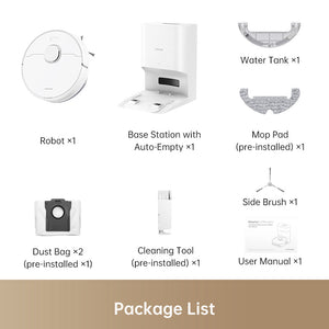 Dreame D10 Plus Gen 2 Robot Vacuum package list with components and accessories.