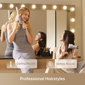 Dreame Pocket Hair Dryer with curling and unfrizz nozzles for professional styling