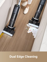 Load image into Gallery viewer, Dreame H14 Pro vacuums demonstrating dual edge cleaning on spilled mess.
